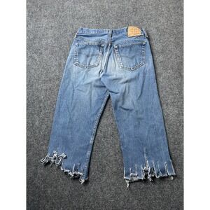 Womens Jeans Levi's Blue‎ Cut Off Distressed Wide Leg Cropped, Size US 33